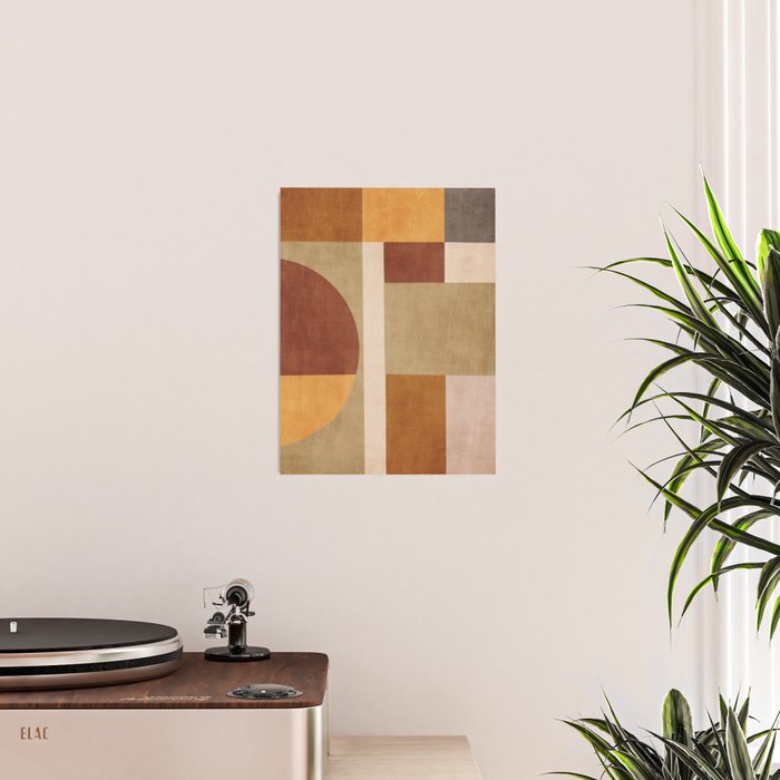 Modern Geometric Terra Beige Mustard Abstract Poster Gallery Image 2
