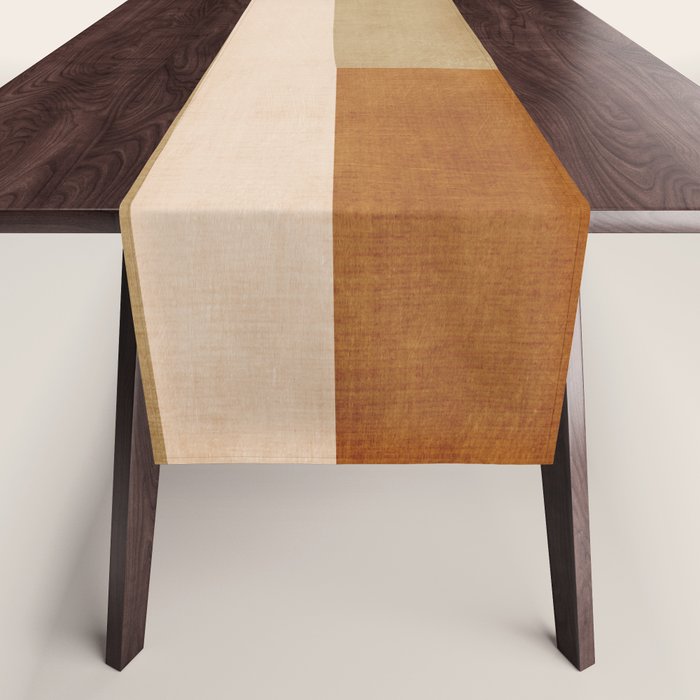 Modern Geometric Terra Beige Mustard Abstract Table Runner