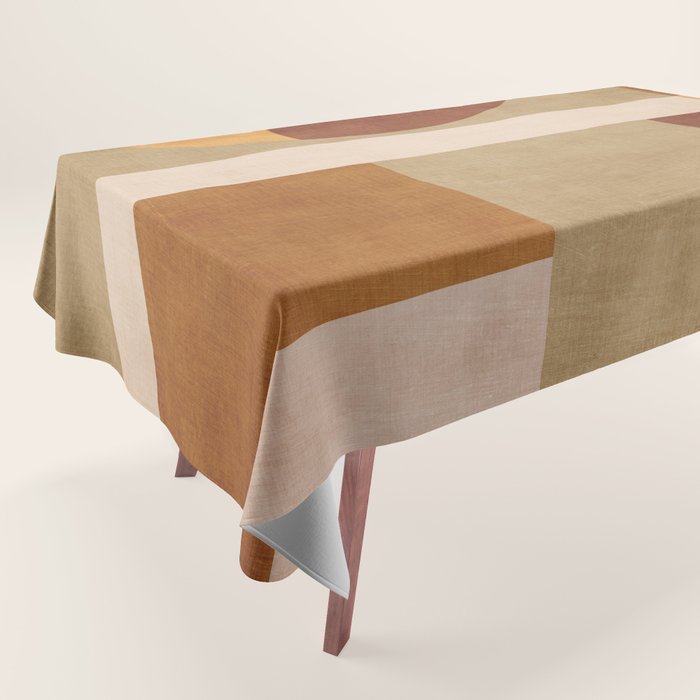 Modern Geometric Terra Beige Mustard Abstract Tablecloth Gallery Image 1