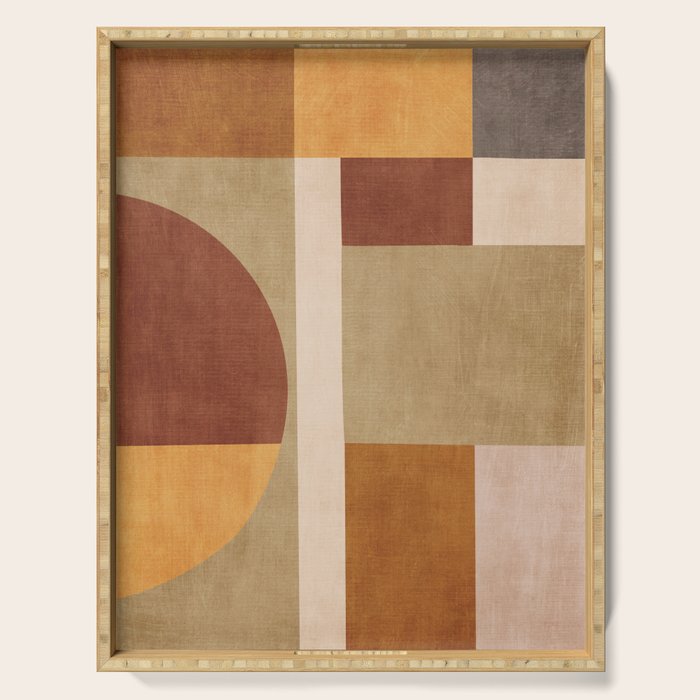 Modern Geometric Terra Beige Mustard Abstract Serving Tray Gallery Image 1