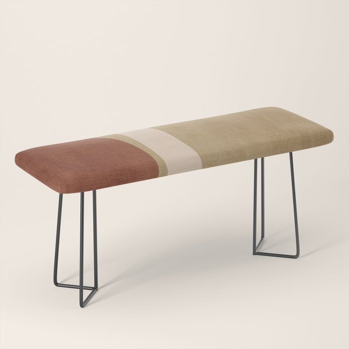 Modern Geometric Terra Beige Mustard Abstract Bench Gallery Image 1