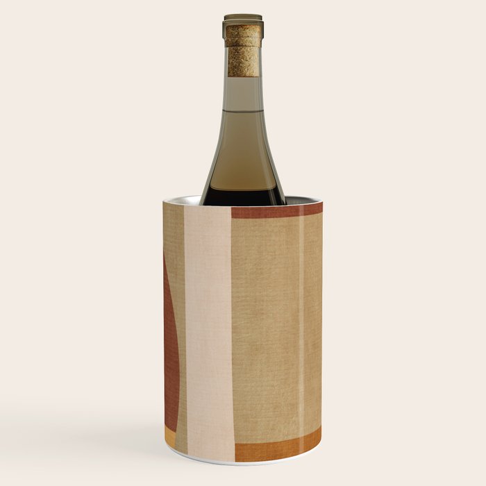 Modern Geometric Terra Beige Mustard Abstract Wine Chiller Gallery Image 1