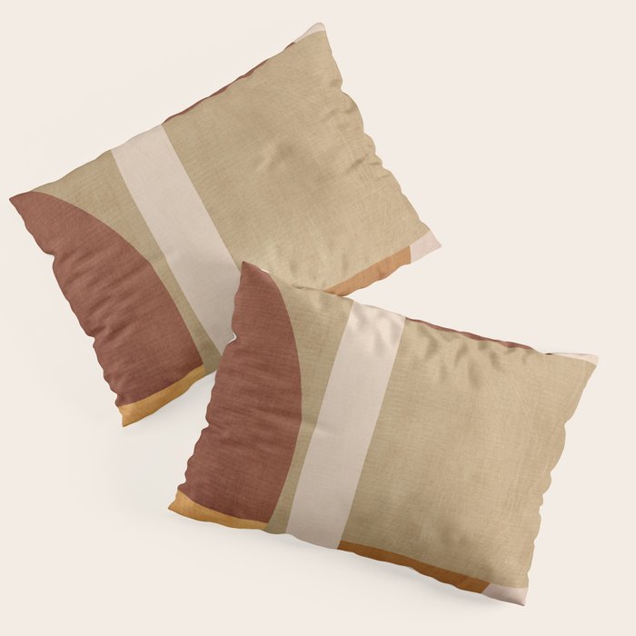 Modern Geometric Terra Beige Mustard Abstract Pillow Sham Gallery Image 1