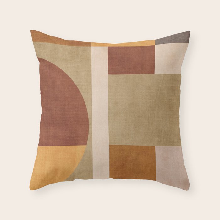 Modern Geometric Terra Beige Mustard Abstract Throw Pillow Gallery Image 1