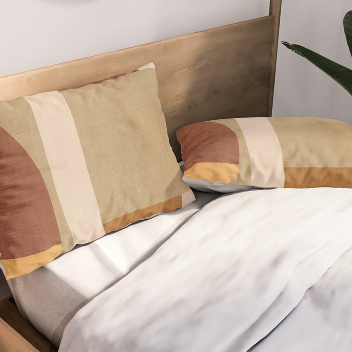 Modern Geometric Terra Beige Mustard Abstract Pillow Sham Gallery Image 2