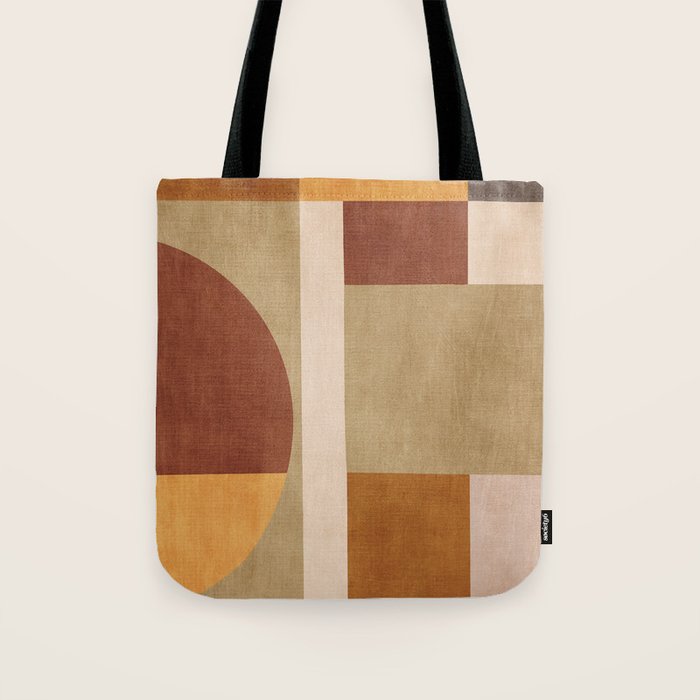 Modern Geometric Terra Beige Mustard Abstract Tote Bag Gallery Image 1