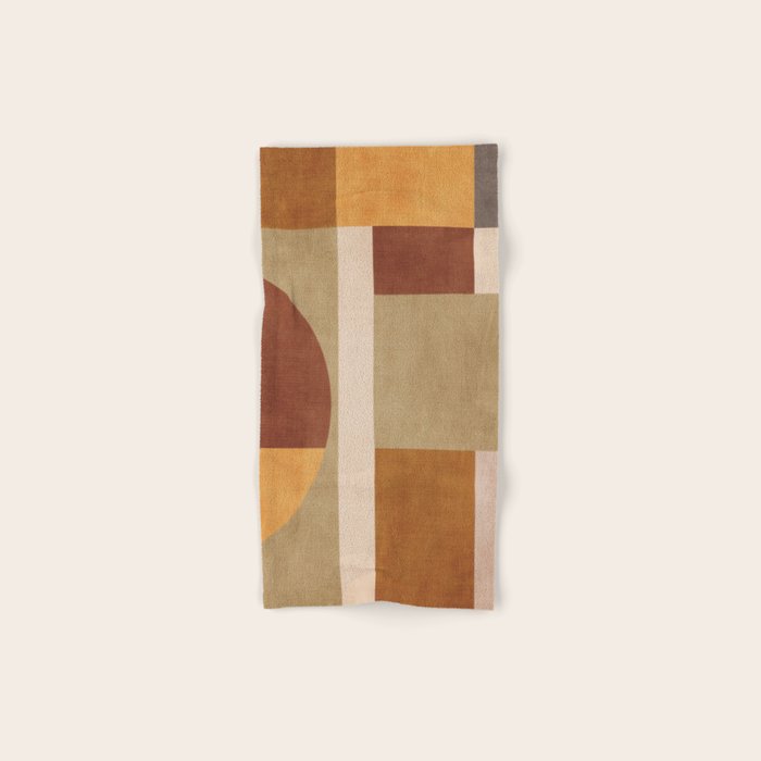 Modern Geometric Terra Beige Mustard Abstract Bath Towel Gallery Image 1