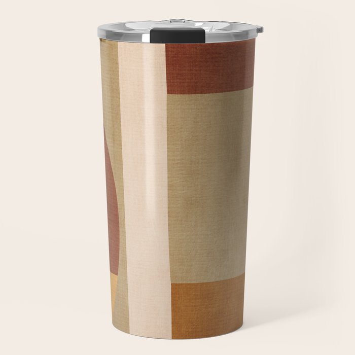 Modern Geometric Terra Beige Mustard Abstract Travel Mug Gallery Image 1