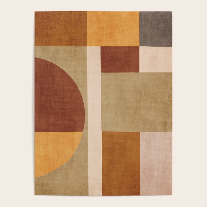 Modern Geometric Terra Beige Mustard Abstract Poster Gallery Image 4
