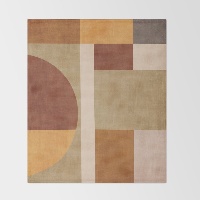 Modern Geometric Terra Beige Mustard Abstract Throw Blanket Gallery Image 2