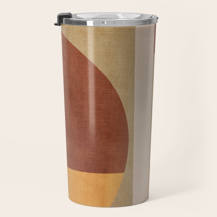Modern Geometric Terra Beige Mustard Abstract Travel Mug Gallery Image 3