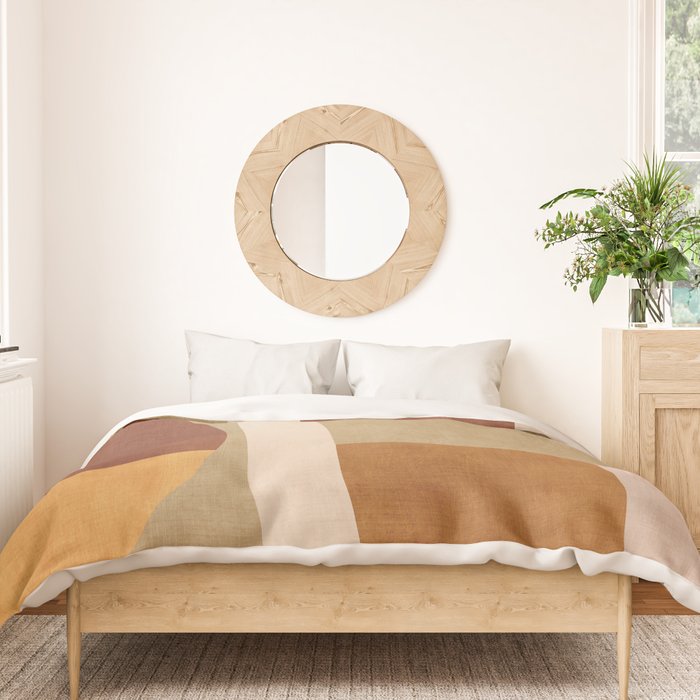 Modern Geometric Terra Beige Mustard Abstract Duvet Cover Gallery Image 3