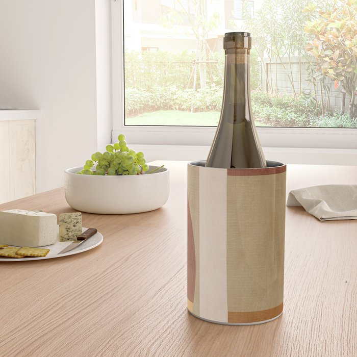 Modern Geometric Terra Beige Mustard Abstract Wine Chiller Gallery Image 4