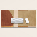 Modern Geometric Terra Beige Mustard Abstract Desk Mat Gallery Image 1