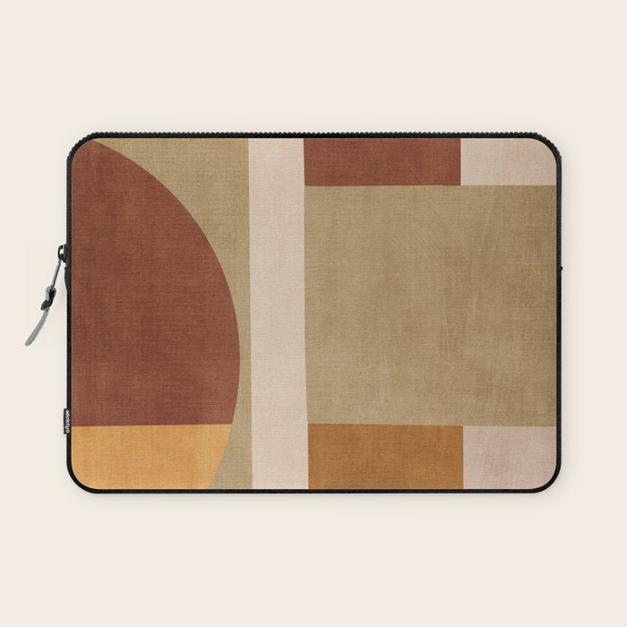 Modern Geometric Terra Beige Mustard Abstract Laptop Sleeve Gallery Image 1
