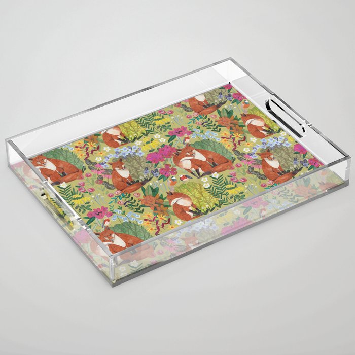 fox pattern Acrylic Tray Gallery Image 1