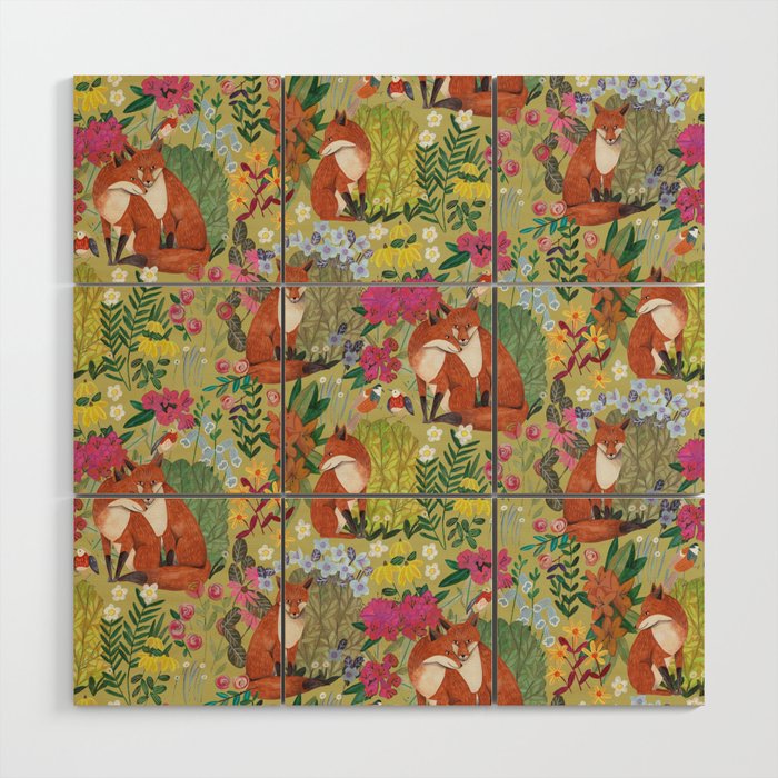fox pattern Wood Wall Art Gallery Image 1