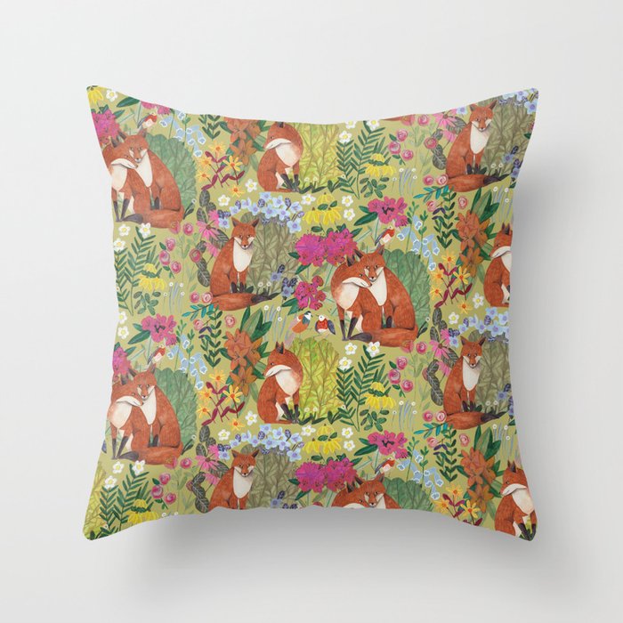 fox pattern Throw Pillow Gallery Image 1