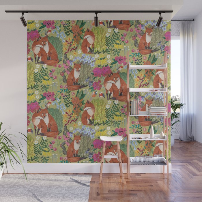 fox pattern Wall Mural Gallery Image 1