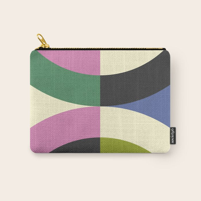 abstract mid mod retro with pink 3 Carry All Pouch Gallery Image 1