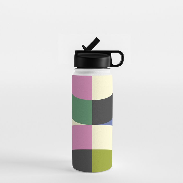 abstract mid mod retro with pink 3 Water Bottle Gallery Image 1
