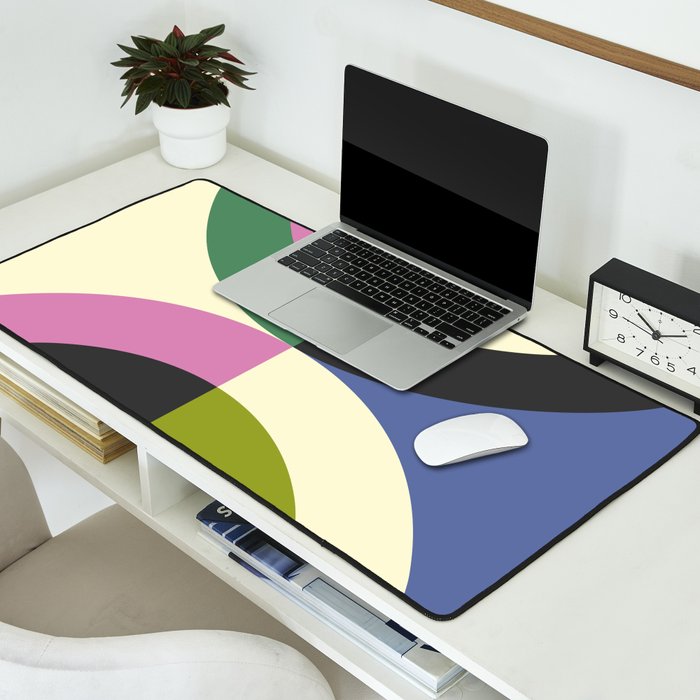 abstract mid mod retro with pink 3 Desk Mat Gallery Image 2