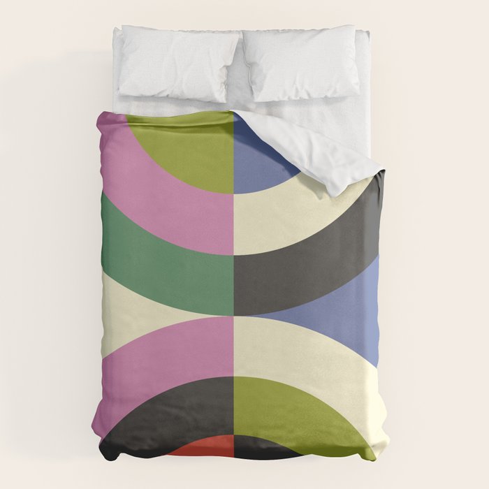 abstract mid mod retro with pink 3 Duvet Cover Gallery Image 6