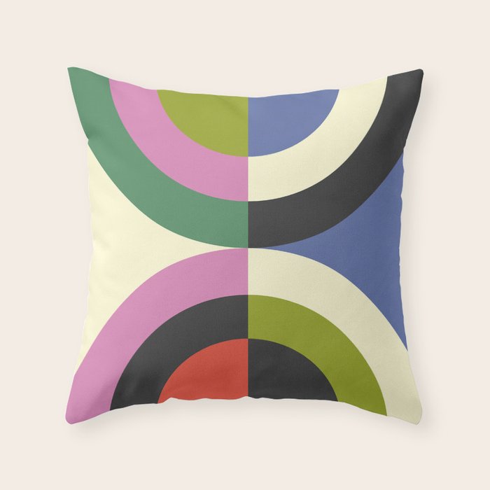 abstract mid mod retro with pink 3 Throw Pillow Gallery Image 1