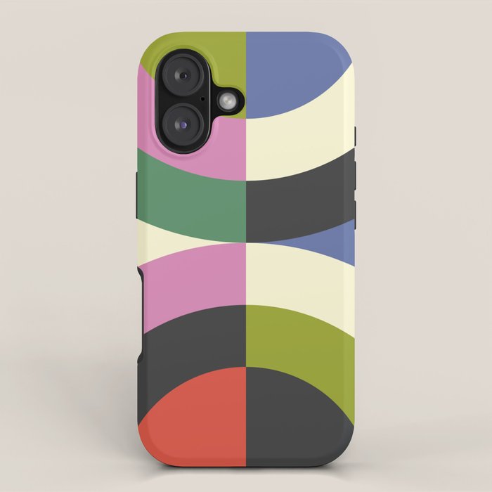 abstract mid mod retro with pink 3 iPhone Case Gallery Image 1