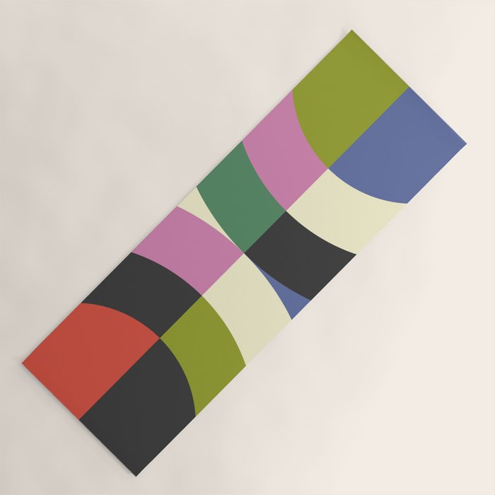 abstract mid mod retro with pink 3 Yoga Mat Gallery Image 1