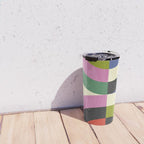 abstract mid mod retro with pink 3 Travel Mug Gallery Image 4