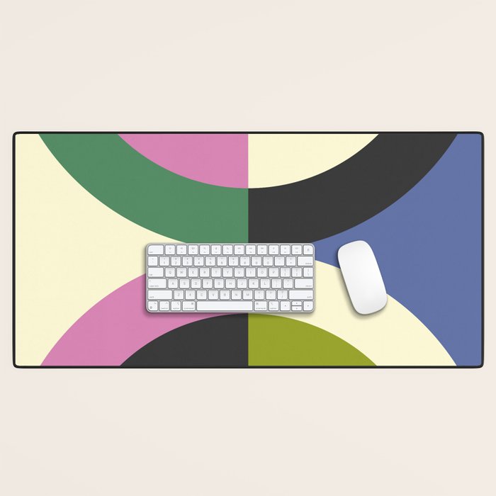 abstract mid mod retro with pink 3 Desk Mat Gallery Image 1