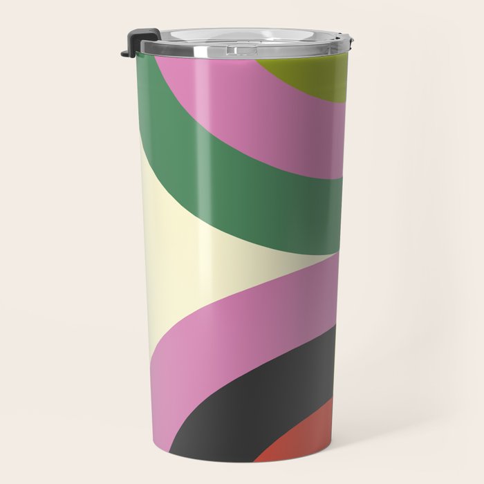abstract mid mod retro with pink 3 Travel Mug Gallery Image 3