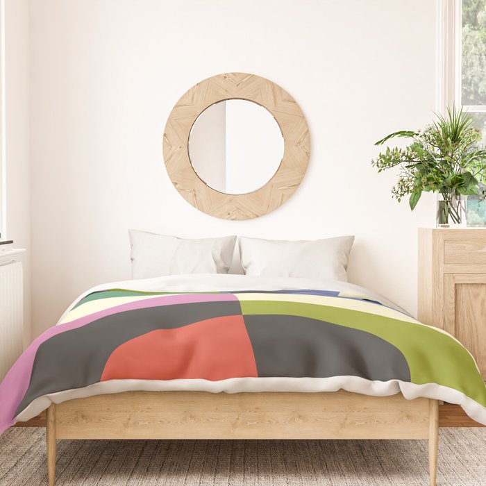 abstract mid mod retro with pink 3 Duvet Cover Gallery Image 3