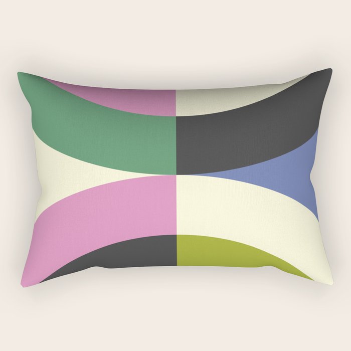 abstract mid mod retro with pink 3 Rectangular Pillow Gallery Image 1