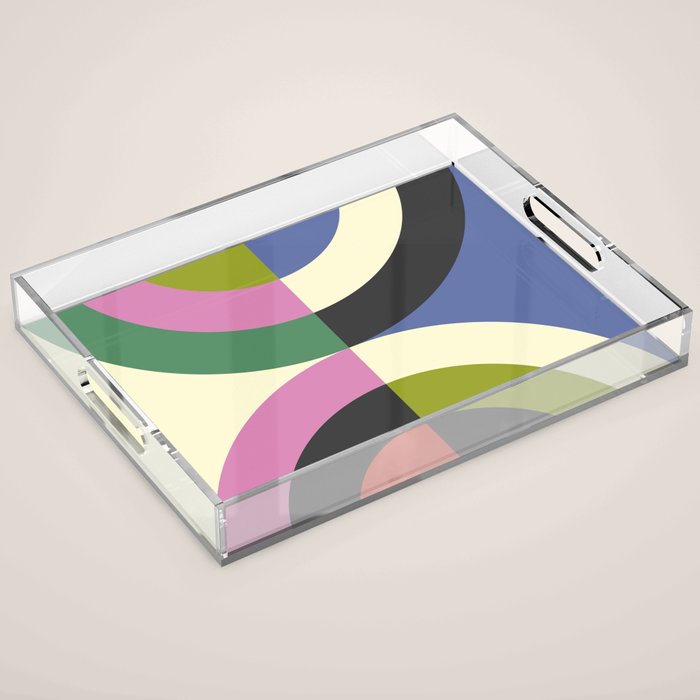 abstract mid mod retro with pink 3 Acrylic Tray Gallery Image 1