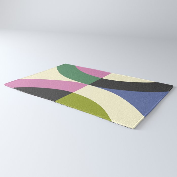 abstract mid mod retro with pink 3 Rug Gallery Image 3