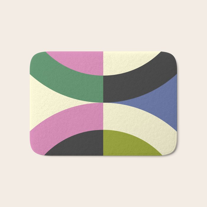 abstract mid mod retro with pink 3 Bath Mat Gallery Image 1