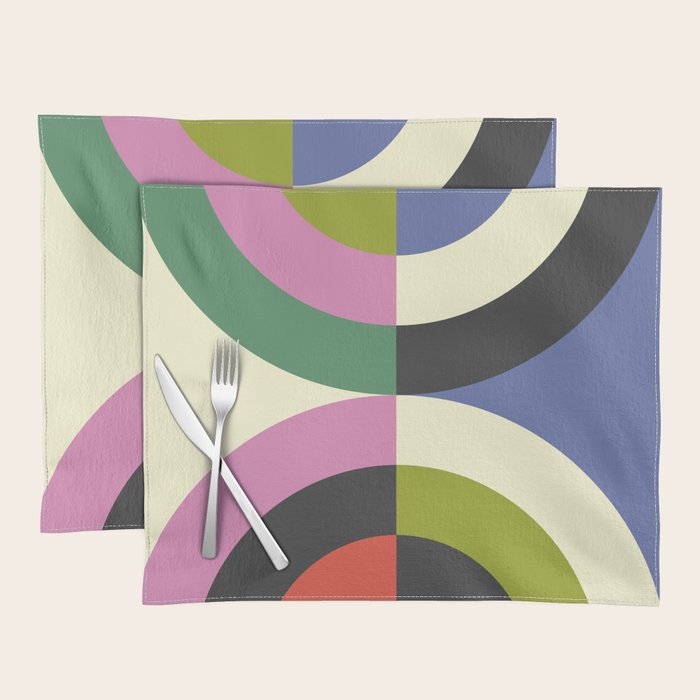 abstract mid mod retro with pink 3 Placemat Gallery Image 1