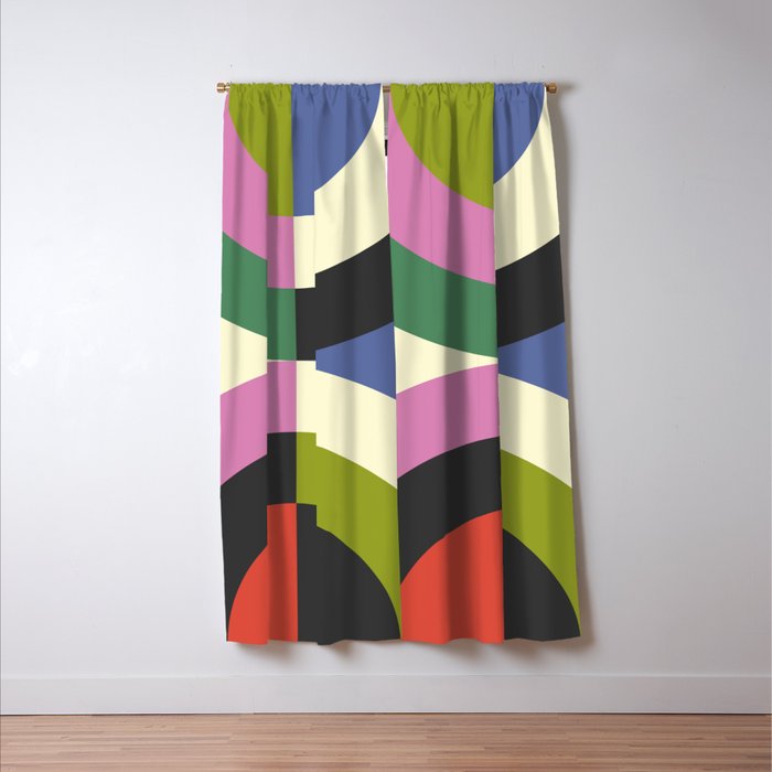 abstract mid mod retro with pink 3 Window Curtain Gallery Image 3