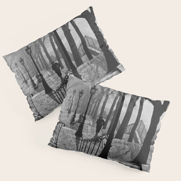 Sacre Coeur, Montmartre, Paris, France Stairs black and white photograph / black and white photography Pillow Sham Gallery Image 3