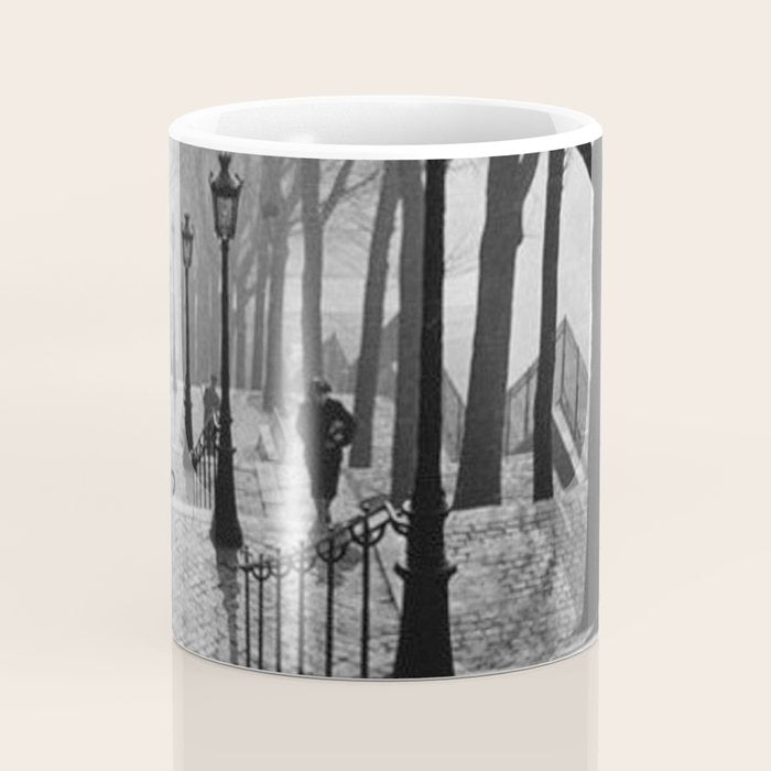 Sacre Coeur, Montmartre, Paris, France Stairs black and white photograph / black and white photography Coffee Mug Gallery Image 4