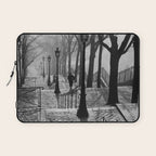 Sacre Coeur, Montmartre, Paris, France Stairs black and white photograph / black and white photography Laptop Sleeve Gallery Image 1