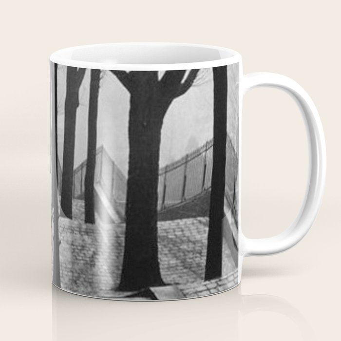 Sacre Coeur, Montmartre, Paris, France Stairs black and white photograph / black and white photography Coffee Mug Gallery Image 1