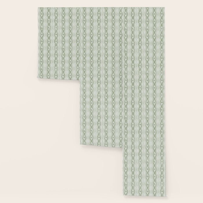 Wavy lines and tiny blooms - sage green tones pattern Wallpaper Gallery Image 3