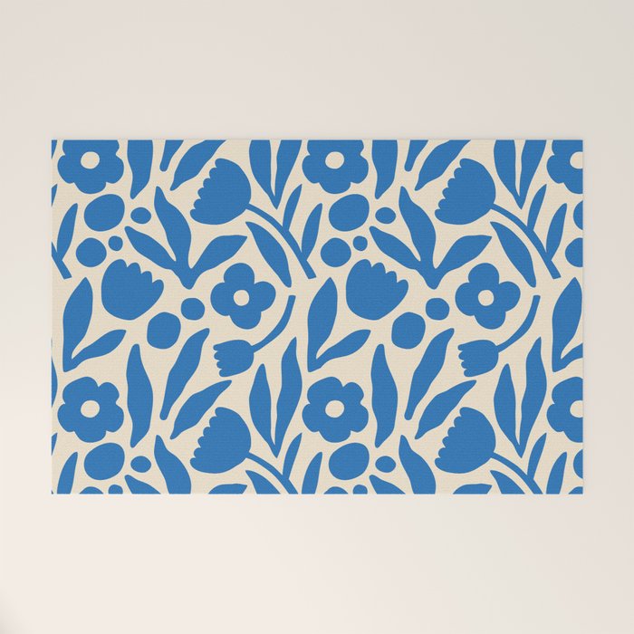 Blue flower nature art pattern Welcome Mat Gallery Image 1