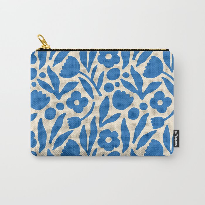 Blue flower nature art pattern Carry All Pouch Gallery Image 1