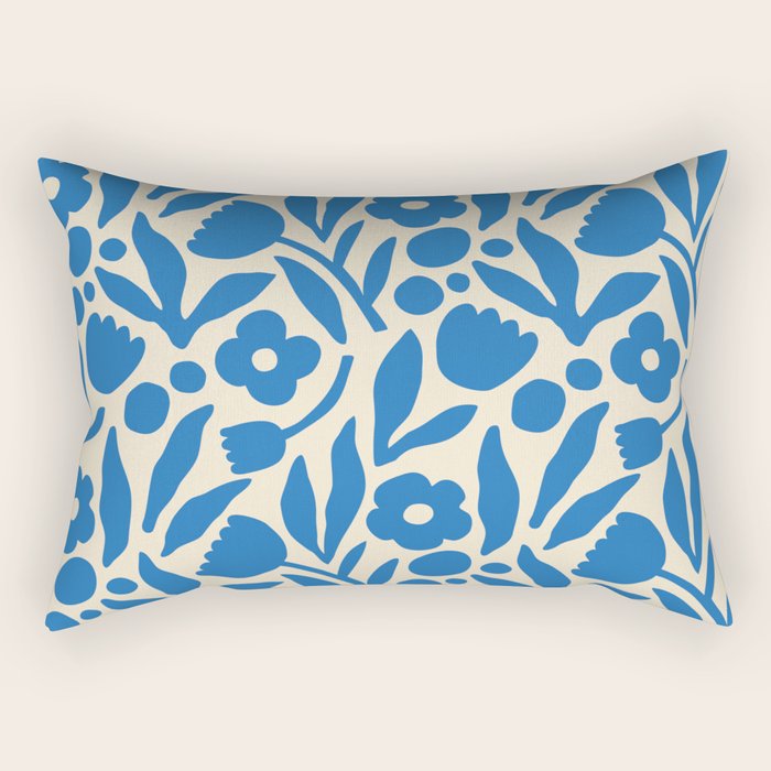 Blue flower nature art pattern Rectangular Pillow Gallery Image 2