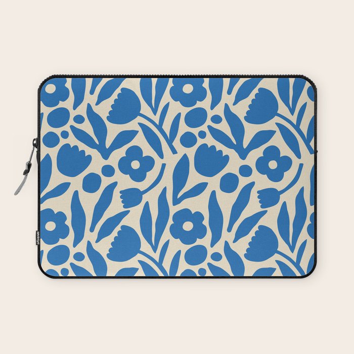 Blue flower nature art pattern Laptop Sleeve Gallery Image 1