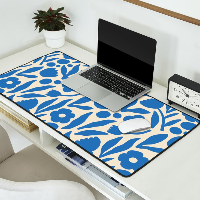 Blue flower nature art pattern Desk Mat Gallery Image 2